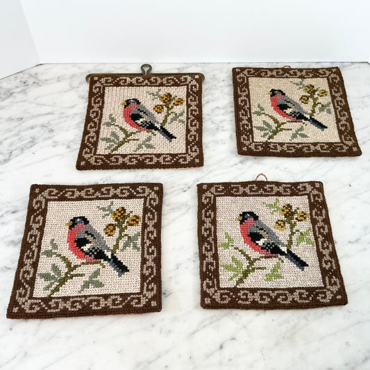 Vintage Swedish Bird Needlepoint Wall Hanging (Choose Style)