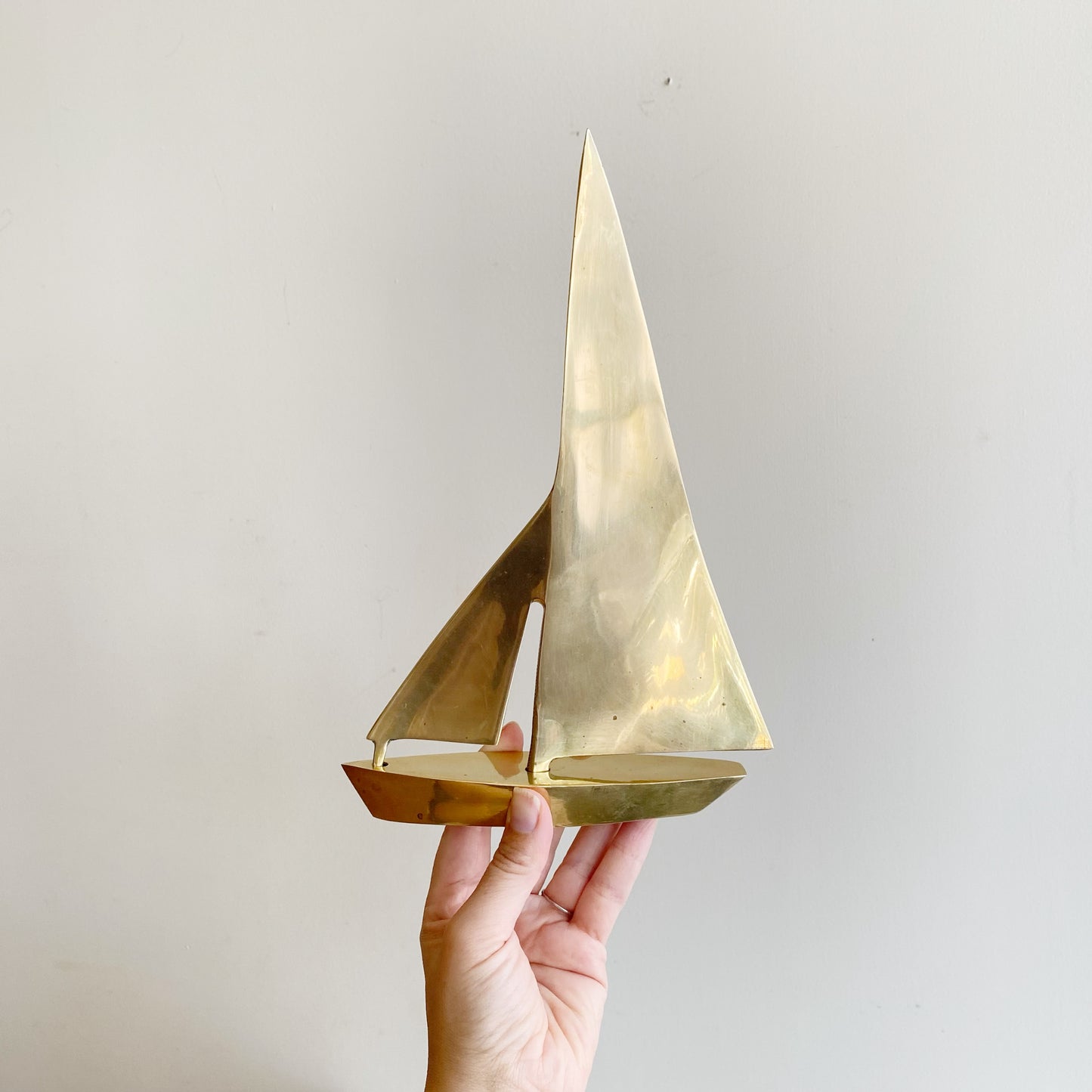 Large Vintage Brass Sailboat, 10” (NAUTICAL COLLECTION)