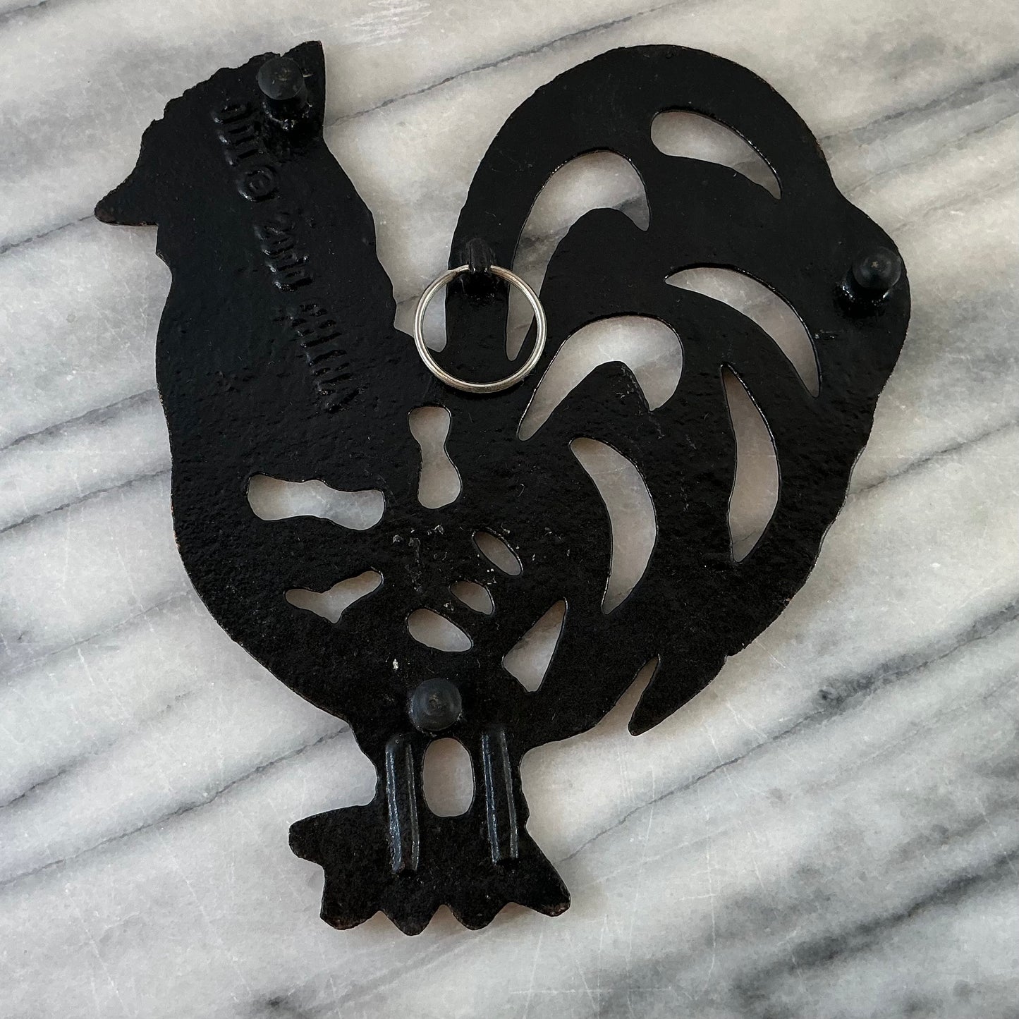 Vintage Cast Iron + Copper Rooster Trivet