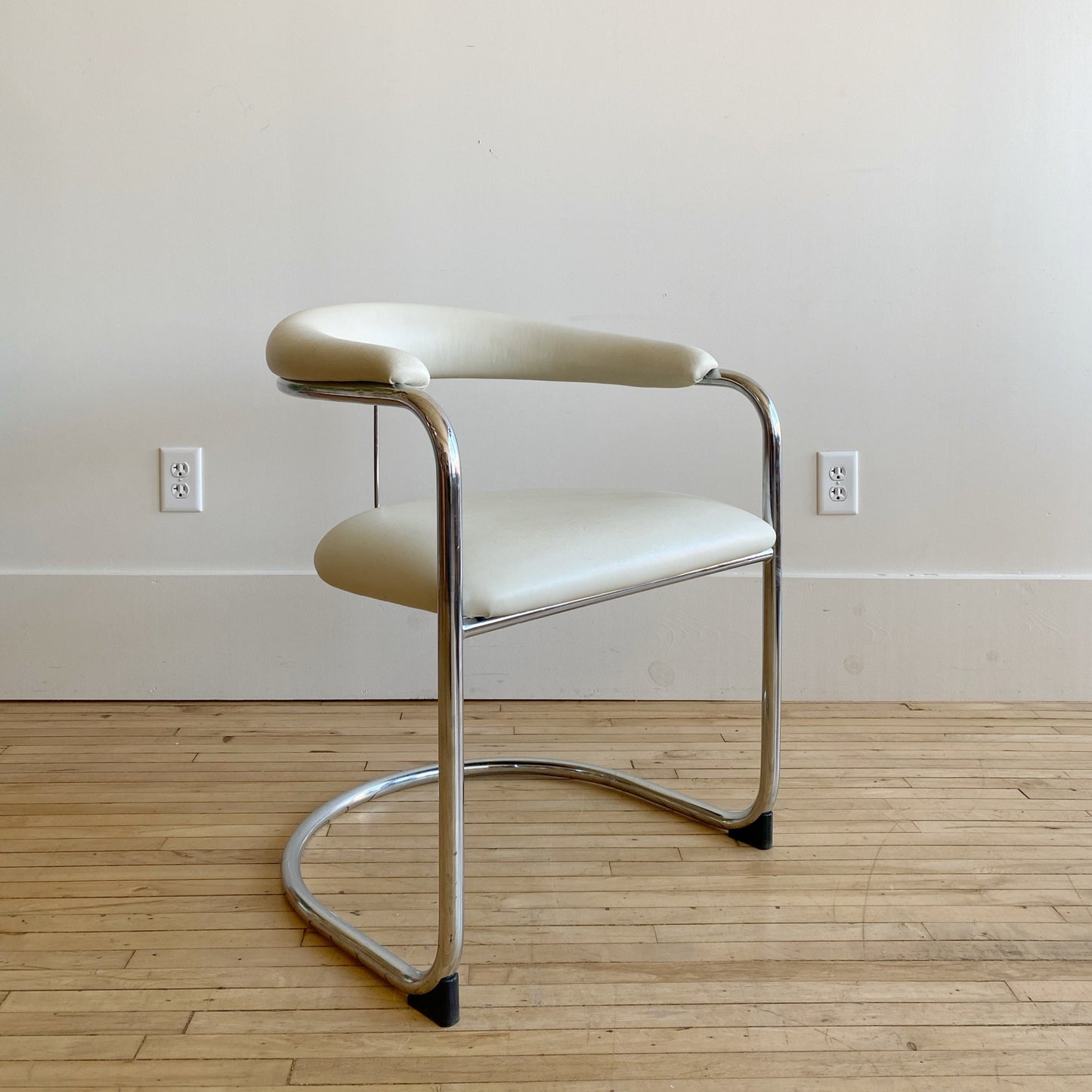 Vintage Mod Leather & Chrome Chair by Thonet