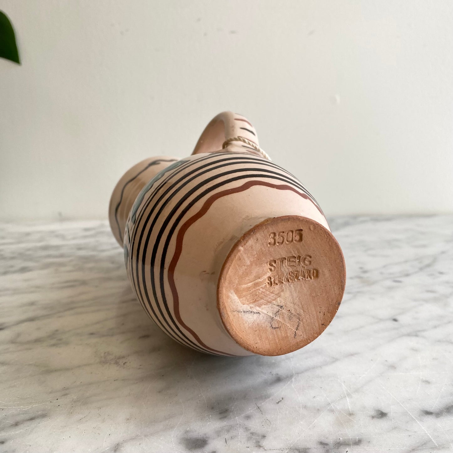 Vintage Hungarian Folk Art Pitcher, 8"