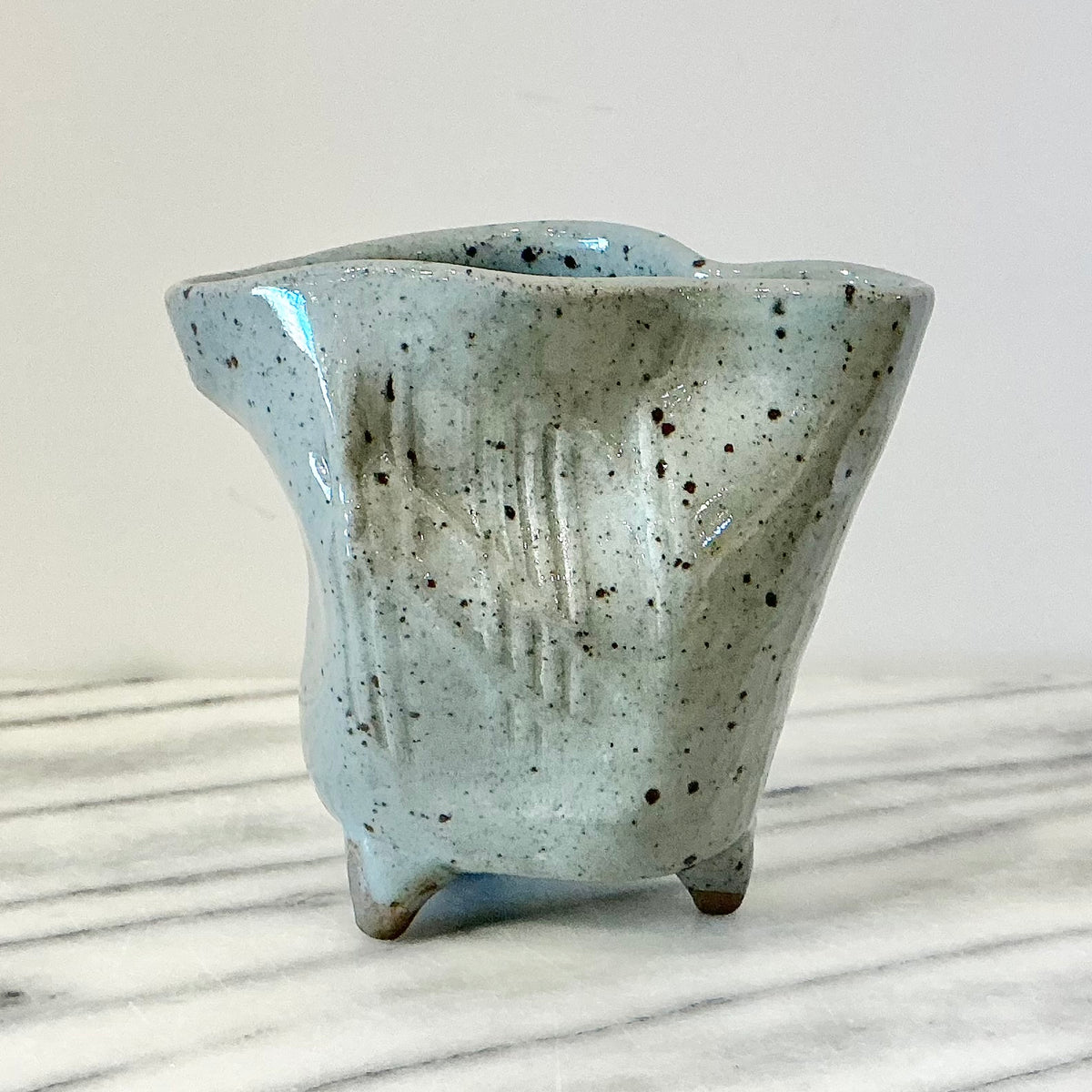 Vintage Squished Pottery Creamer / Vase