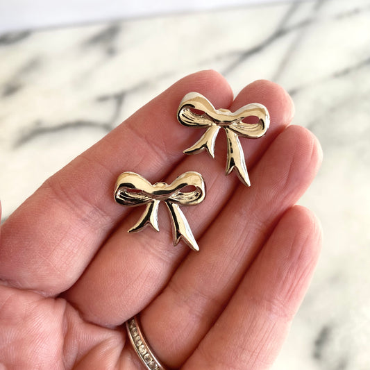 Large Vintage Silver Bow Earrings