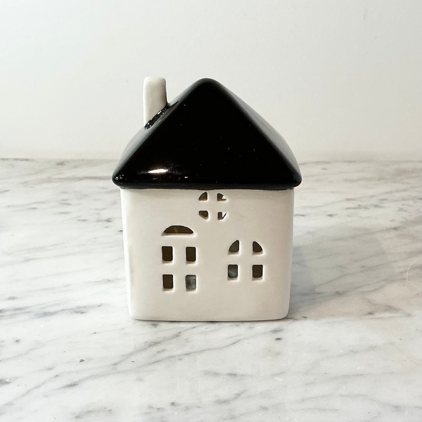 Vintage Black + White Ceramic House