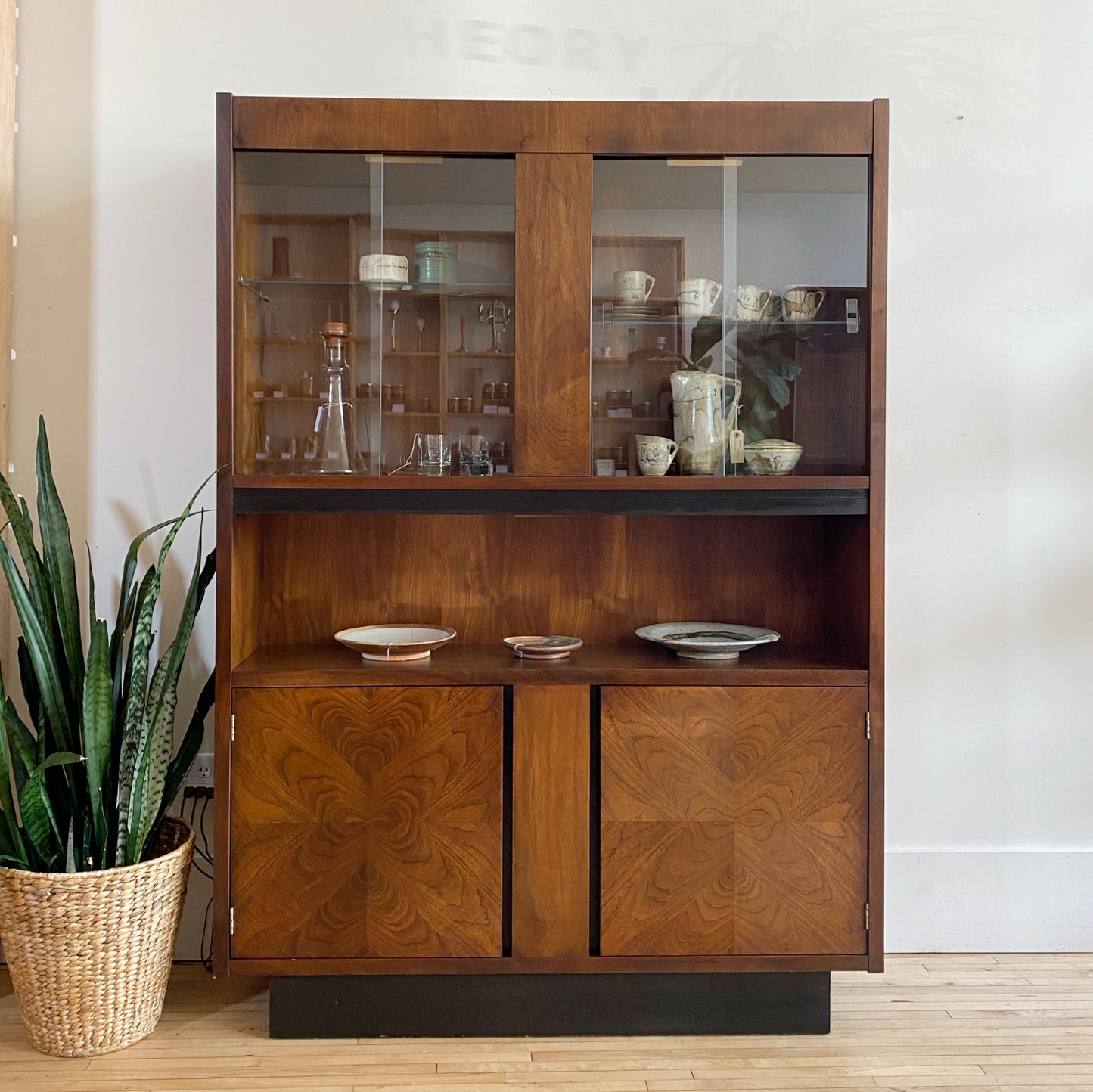 Vintage Mid-Century Walnut Hutch