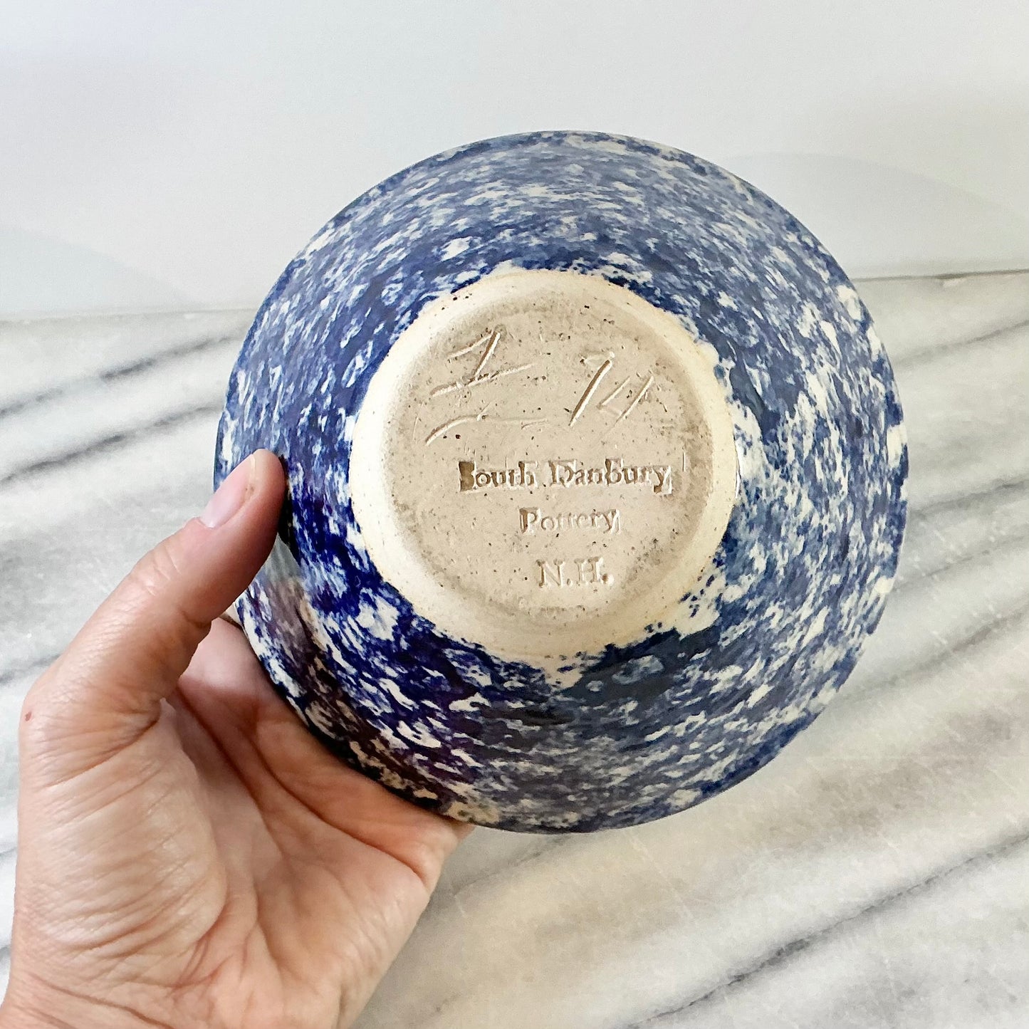 Vintage Blue Spongeware Bowl