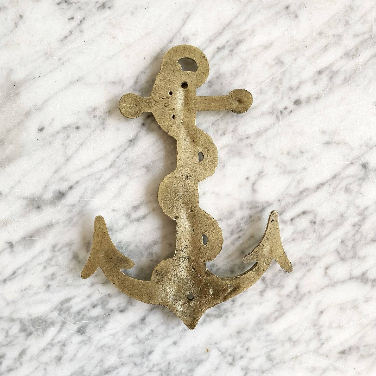 Vintage Brass Anchor Wall Decor, 8.5”