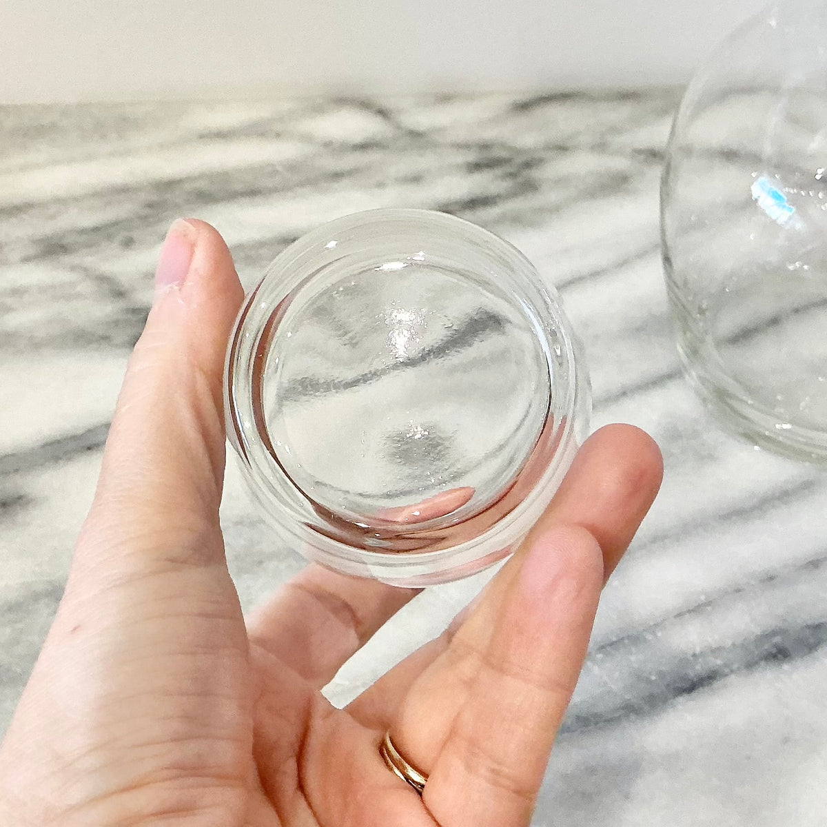 Vintage Glass Pitcher with Small Glass