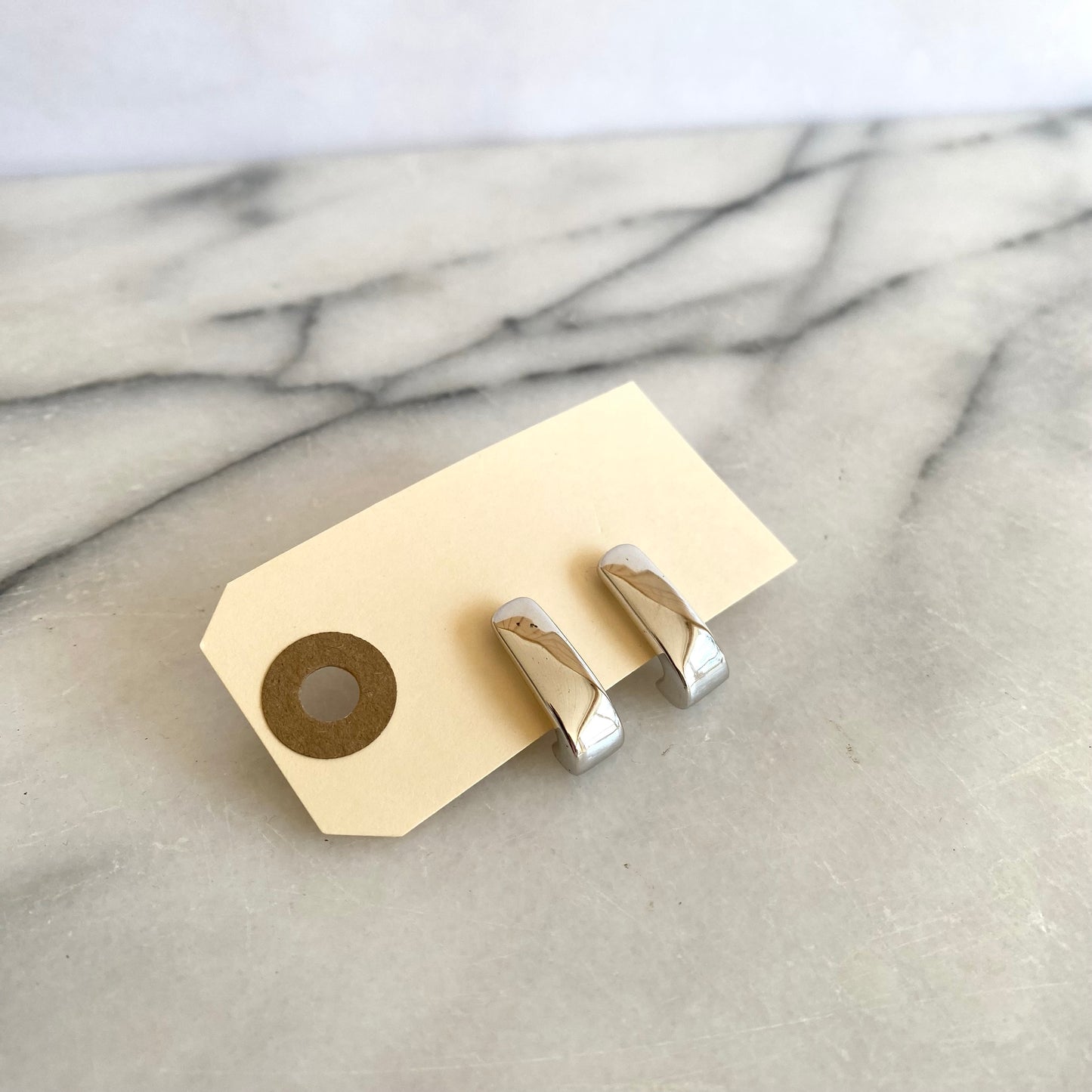 Vintage Heavy Silver Tab Earring By Lia Sophia