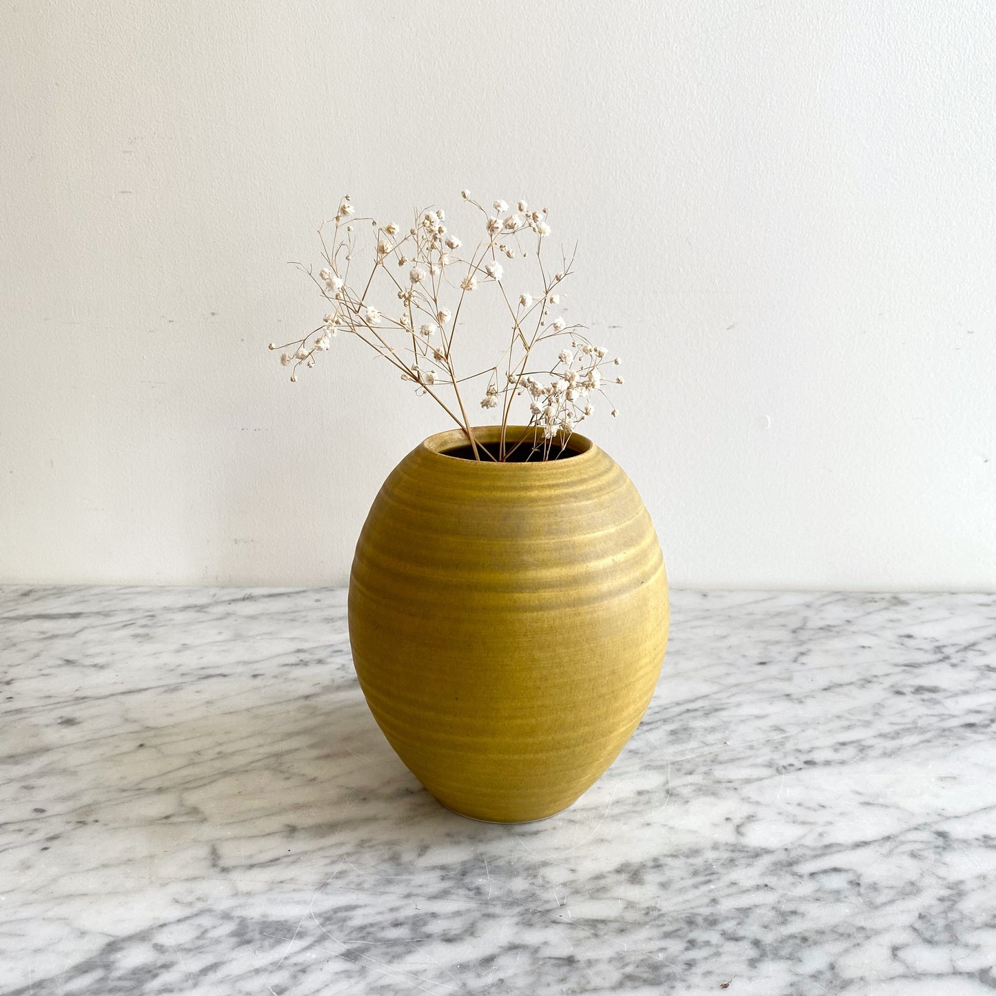 Vintage Yellow Pottery Vase, Japan