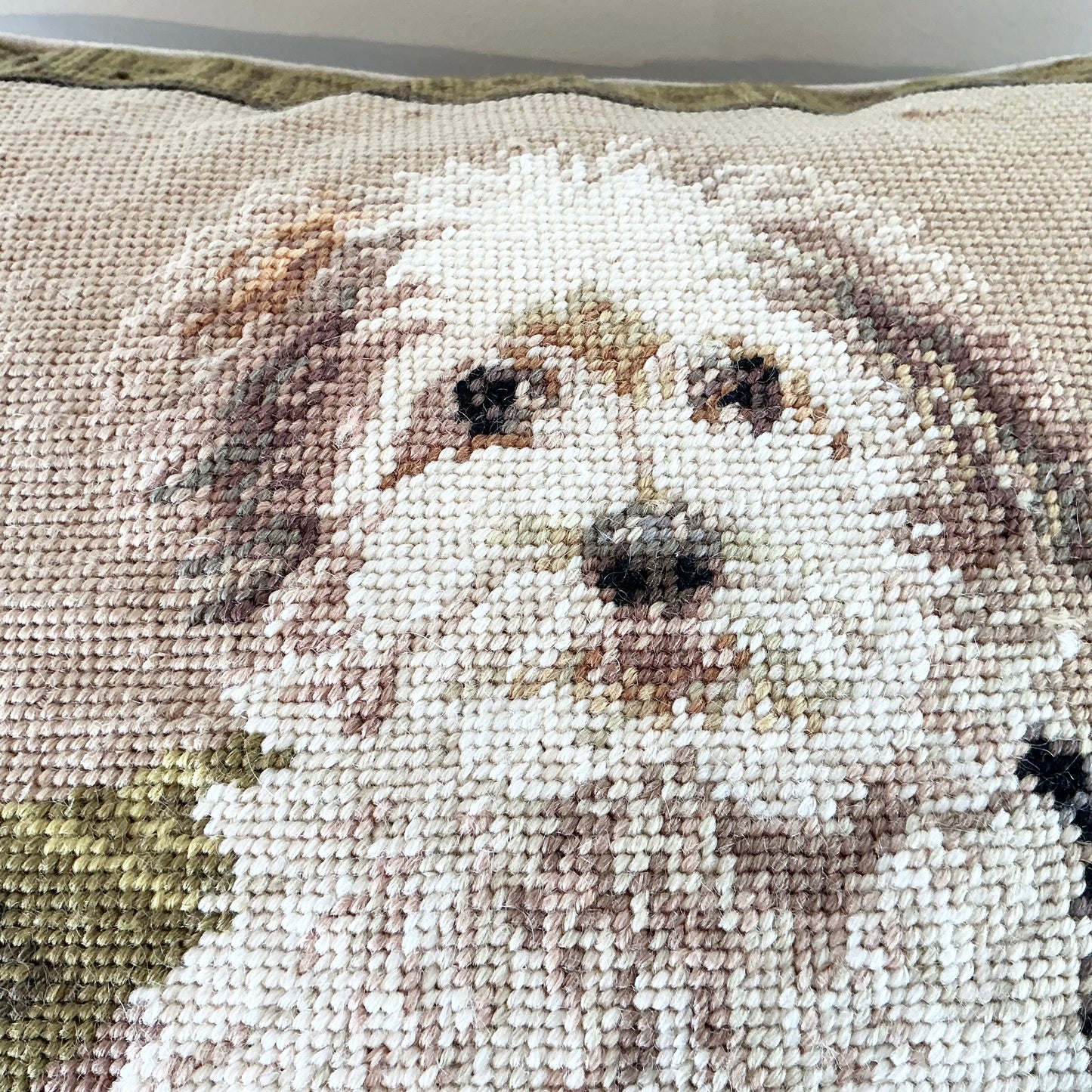Vintage Needlepoint Dog Pillow