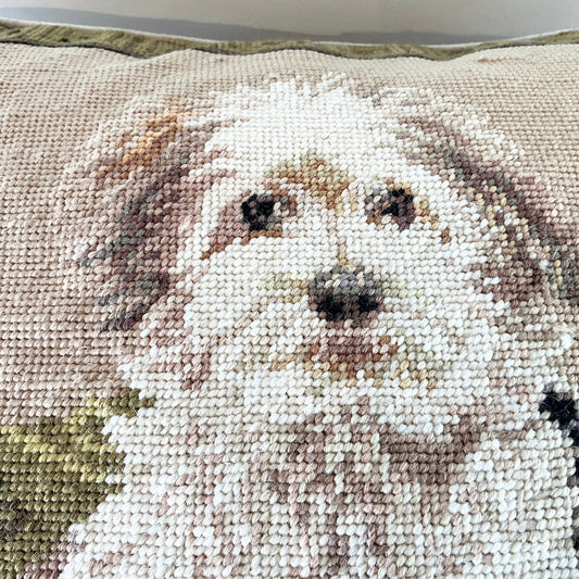 Vintage Needlepoint Dog Pillow