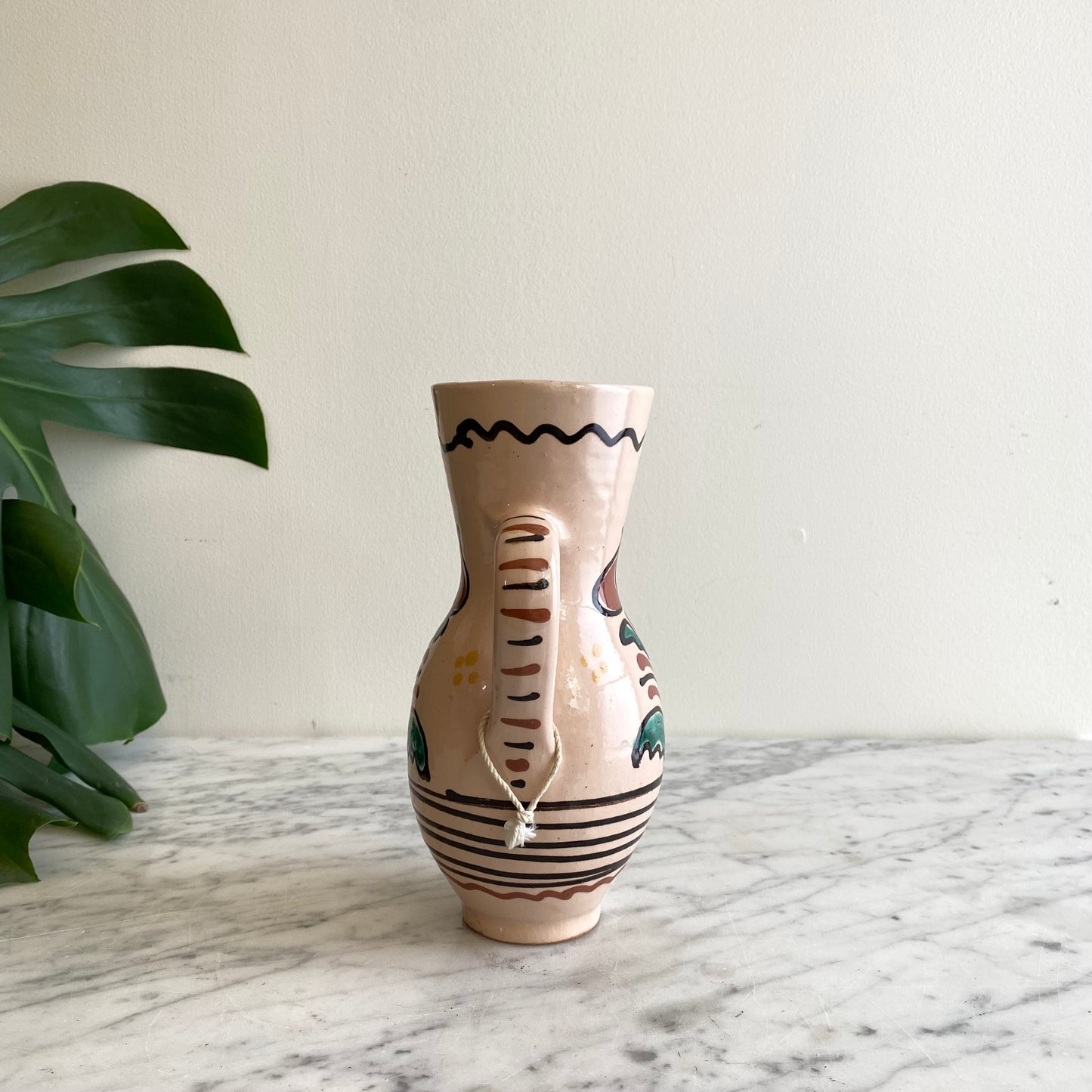 Vintage Hungarian Folk Art Pitcher, 8"