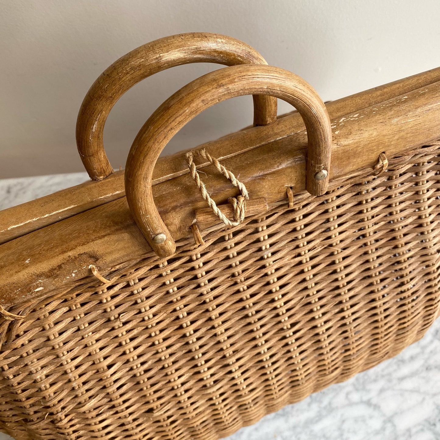 Vintage XL Wicker Tote Bag