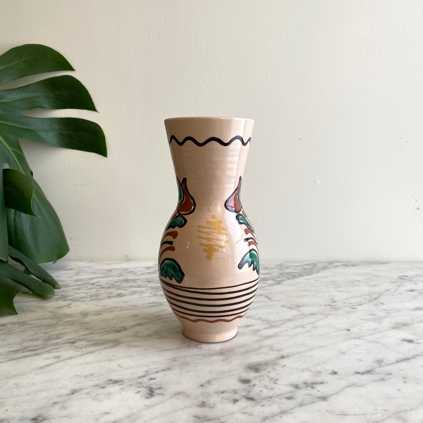 Vintage Hungarian Folk Art Pitcher, 8"