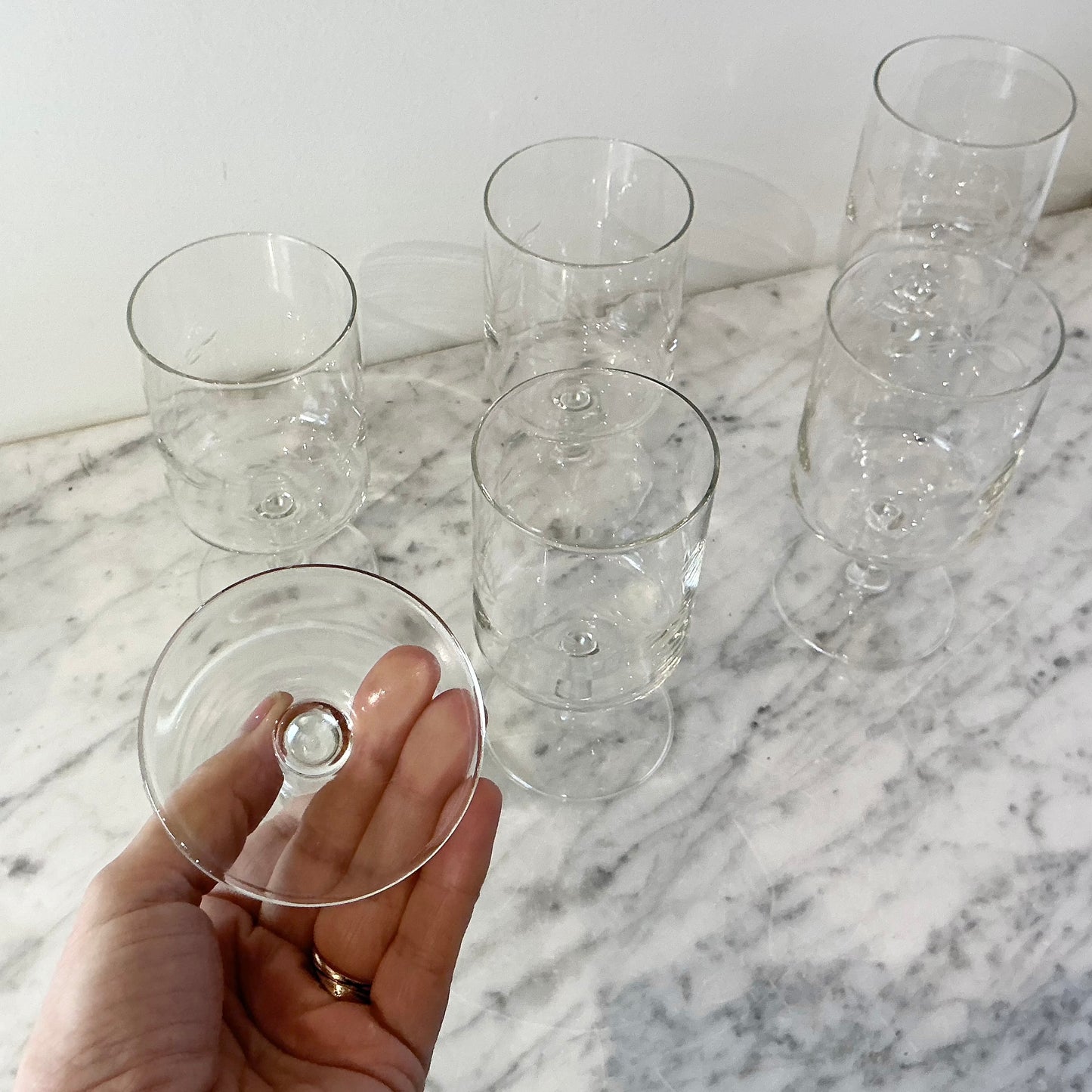 S/6 Vintage Etched Glasses