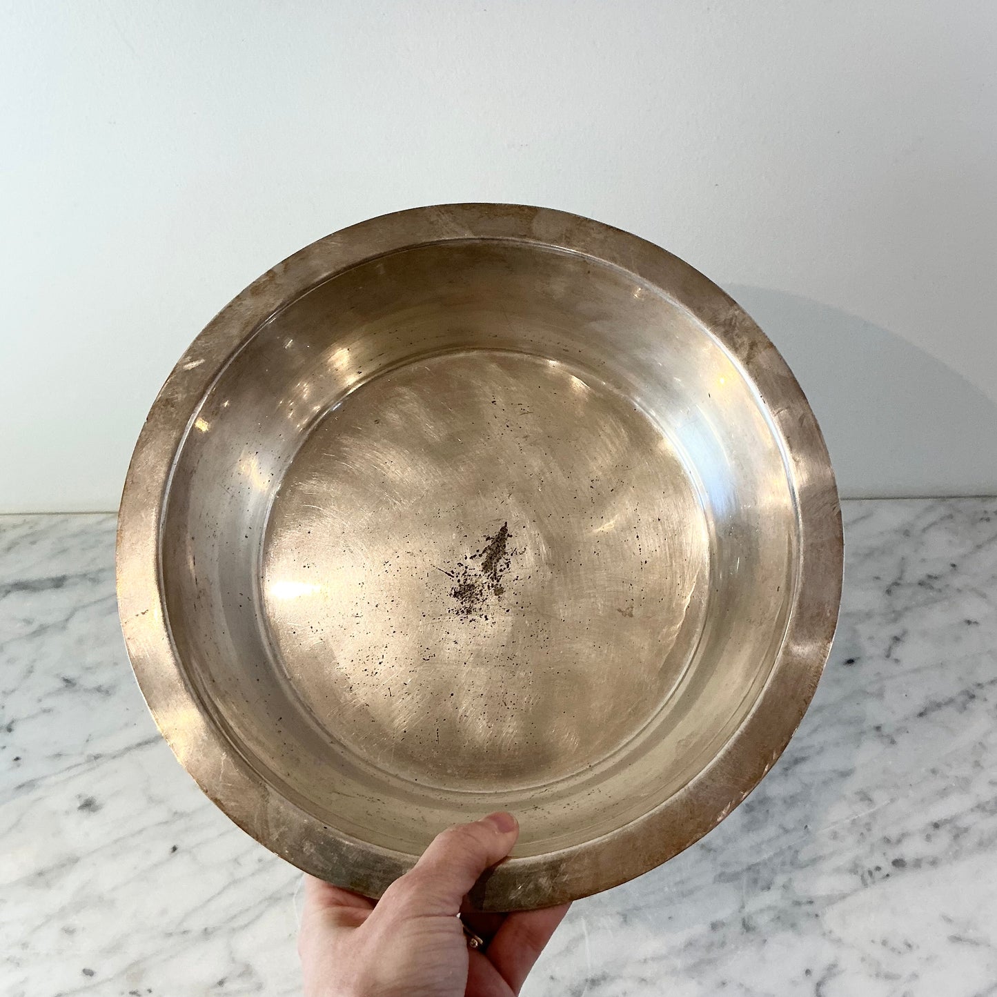 Vintage Silver Plated Bowl with Rim, 10"