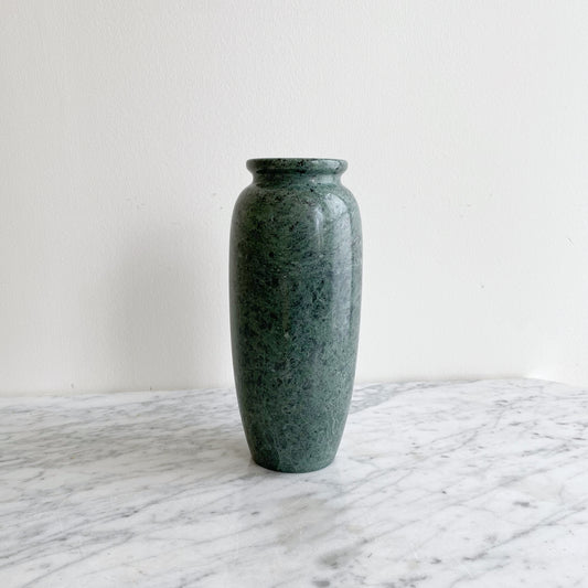 Vintage Green Marble Vase, 9"