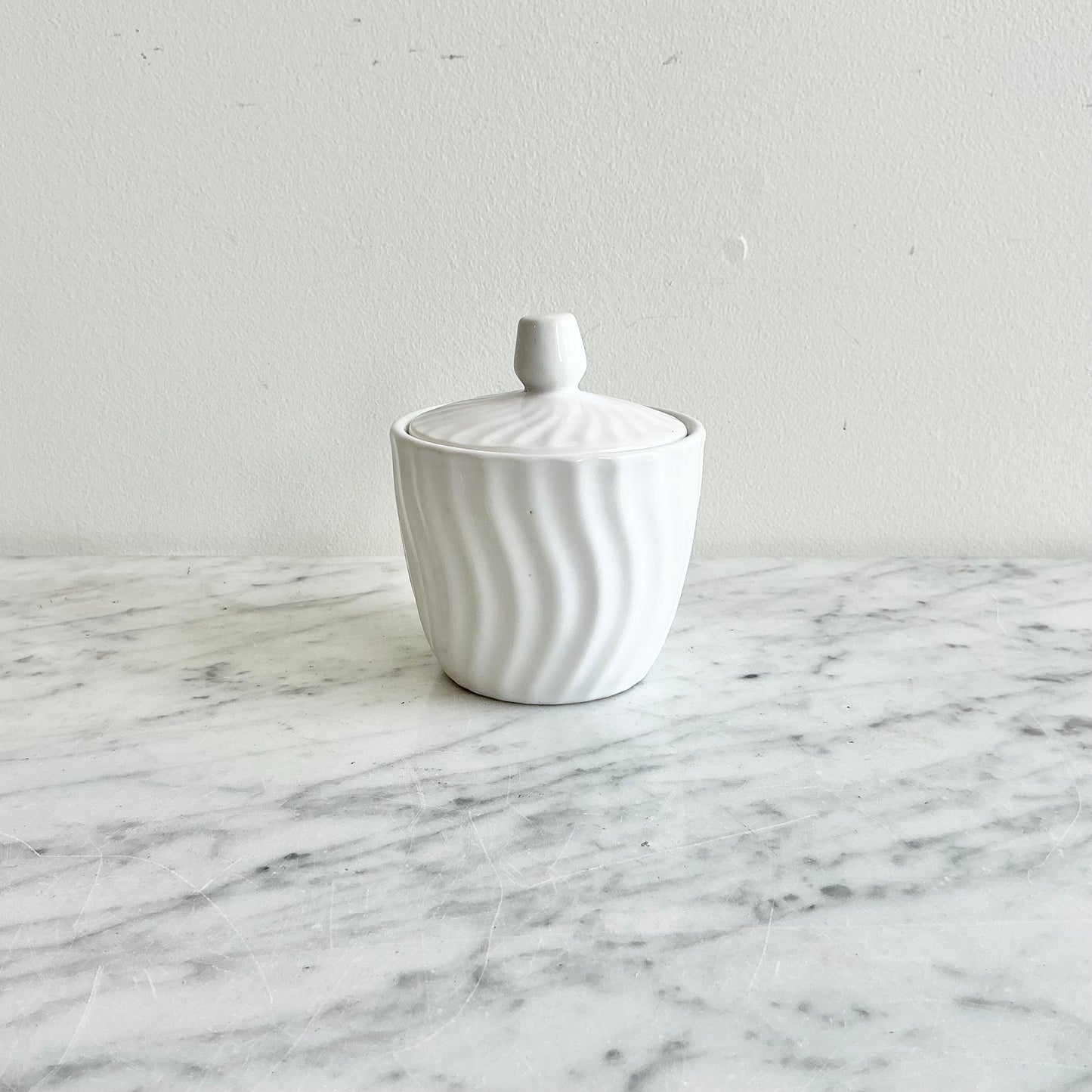 Found White Ceramic Sugar Bowl w/ Lid