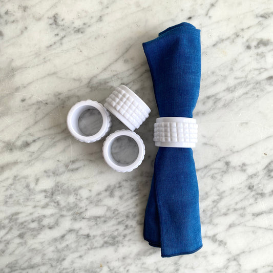 S/4 Vintage White Textured Napkin Rings
