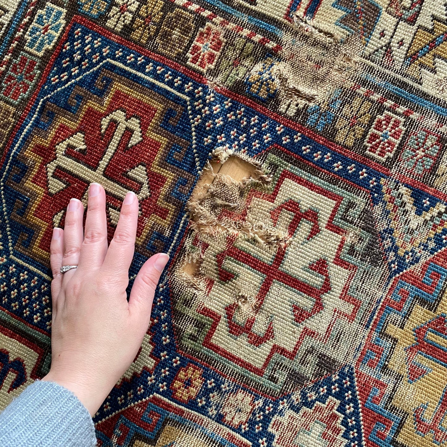 Antique Hand-knotted Russian Shirvan Rug (3'5" x 6'9")