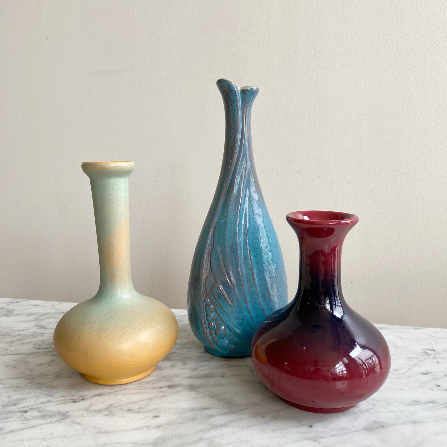 Vintage Ceramic Vase, Turquoise