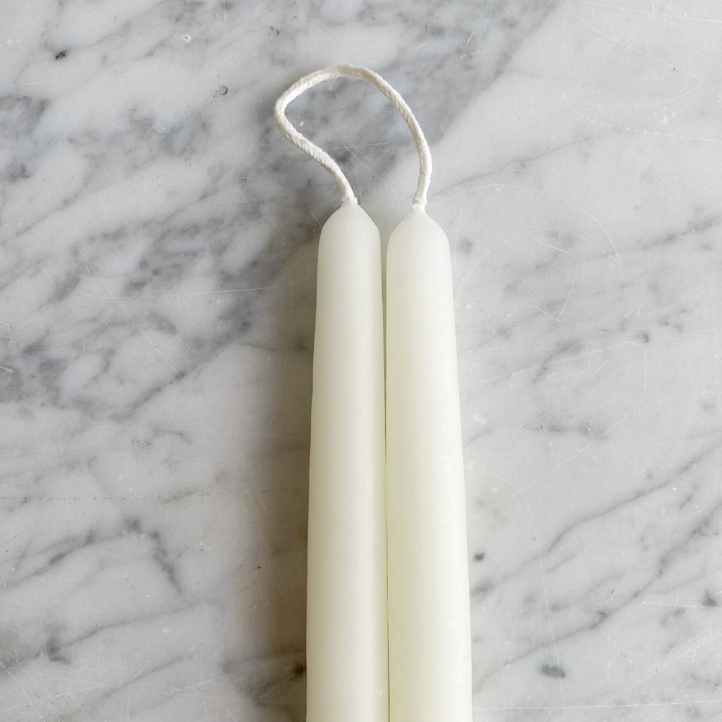 12" PAIR Beeswax Taper Candles, White