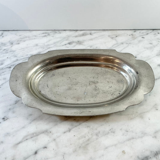Vintage Scalloped Pewter Tray