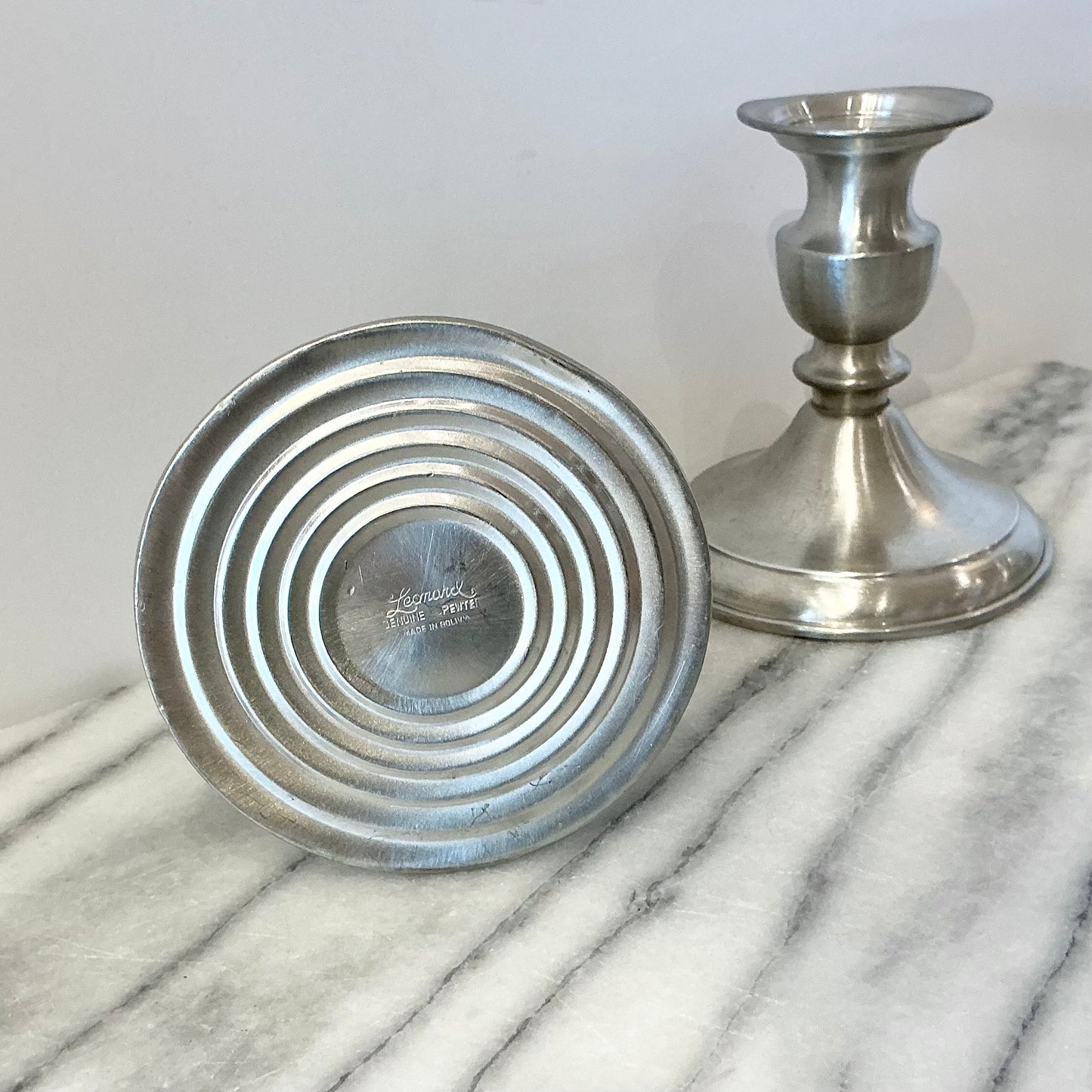 Pair of Vintage Pewter Candlestick Holders