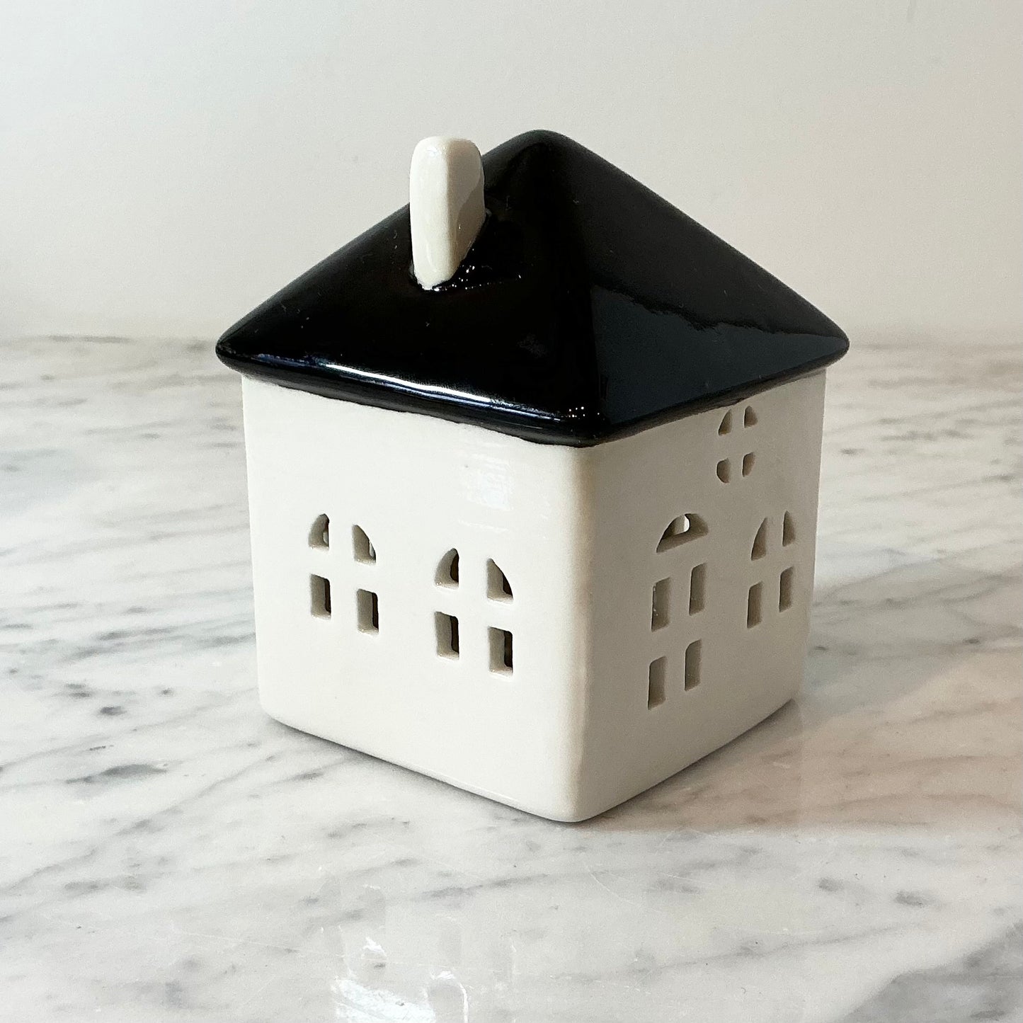 Vintage Black + White Ceramic House