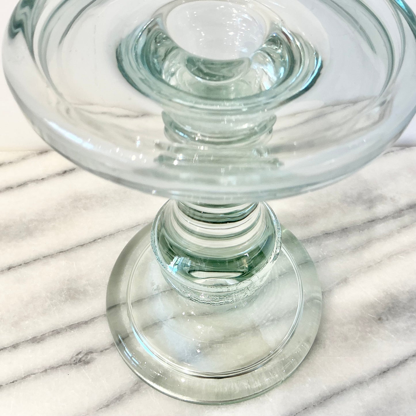 Vintage Dual Green Glass Candle Holder