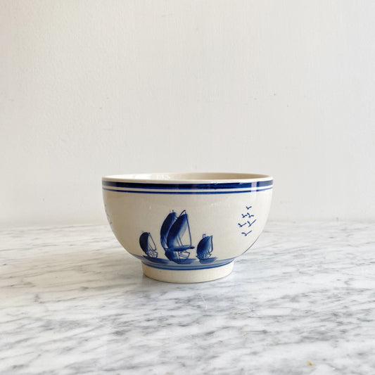 Vintage Ceramic Bowl featuring Sailboats (NAUTICAL COLLECTION)