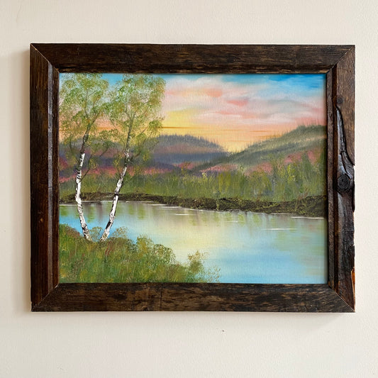 Found Framed Landscape Painting, Summer Scene