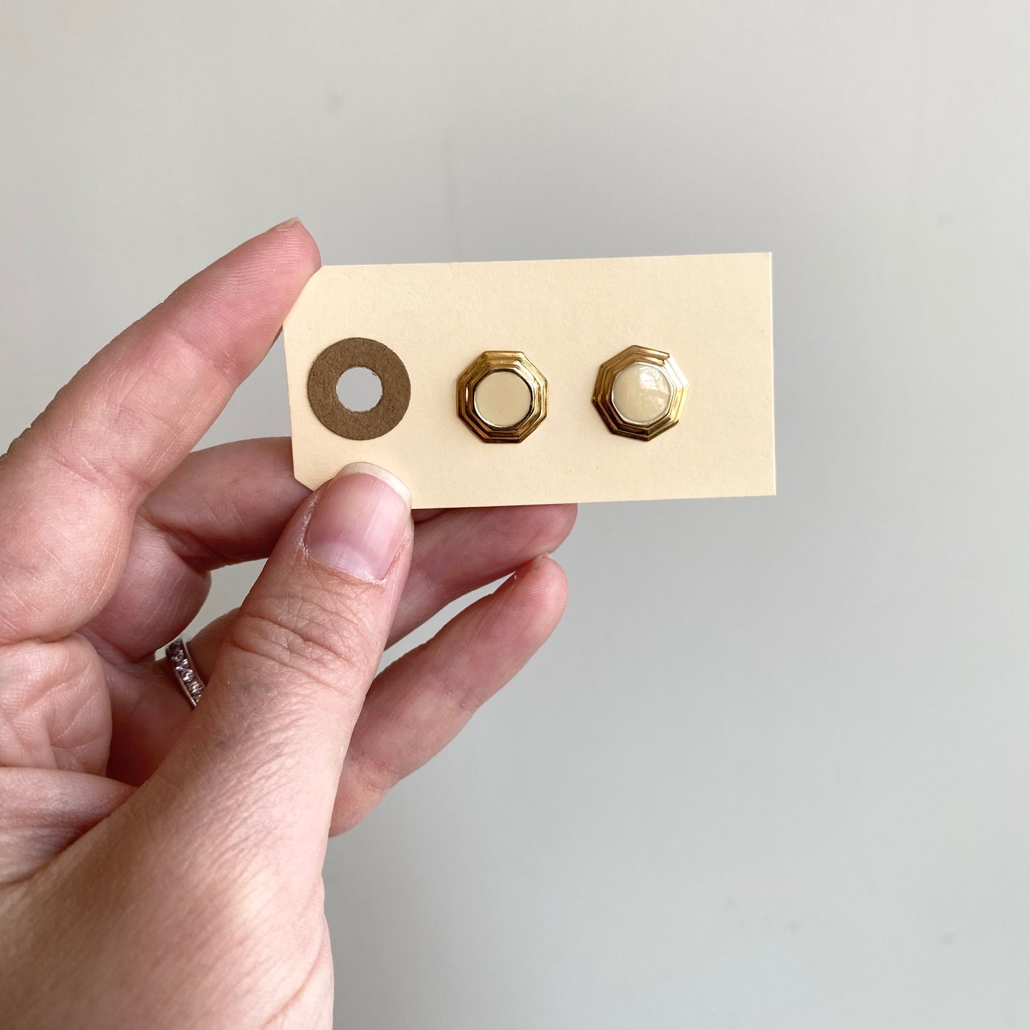 Vintage 80’s Ivory Enamel + Gold Earrings