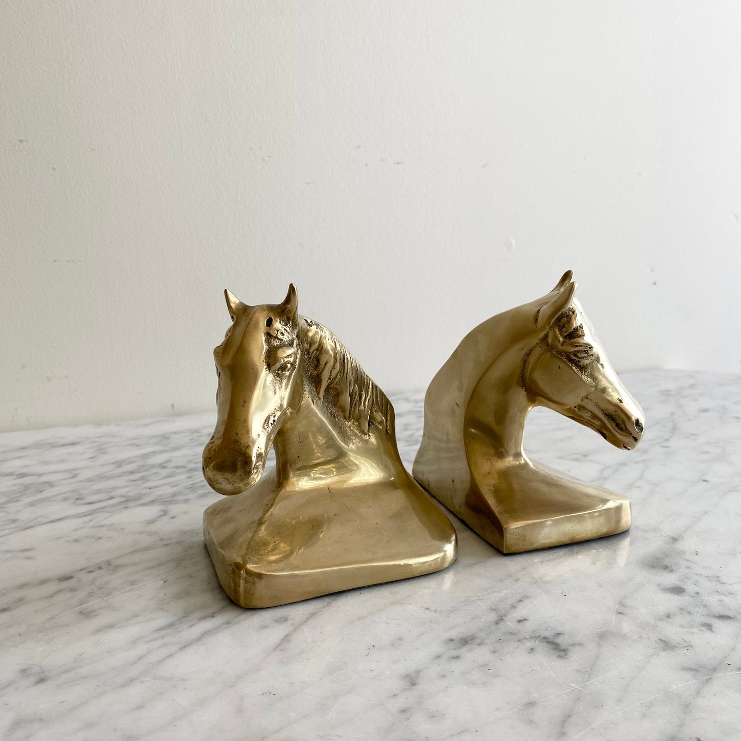Vintage Brass Horse Bust Bookends