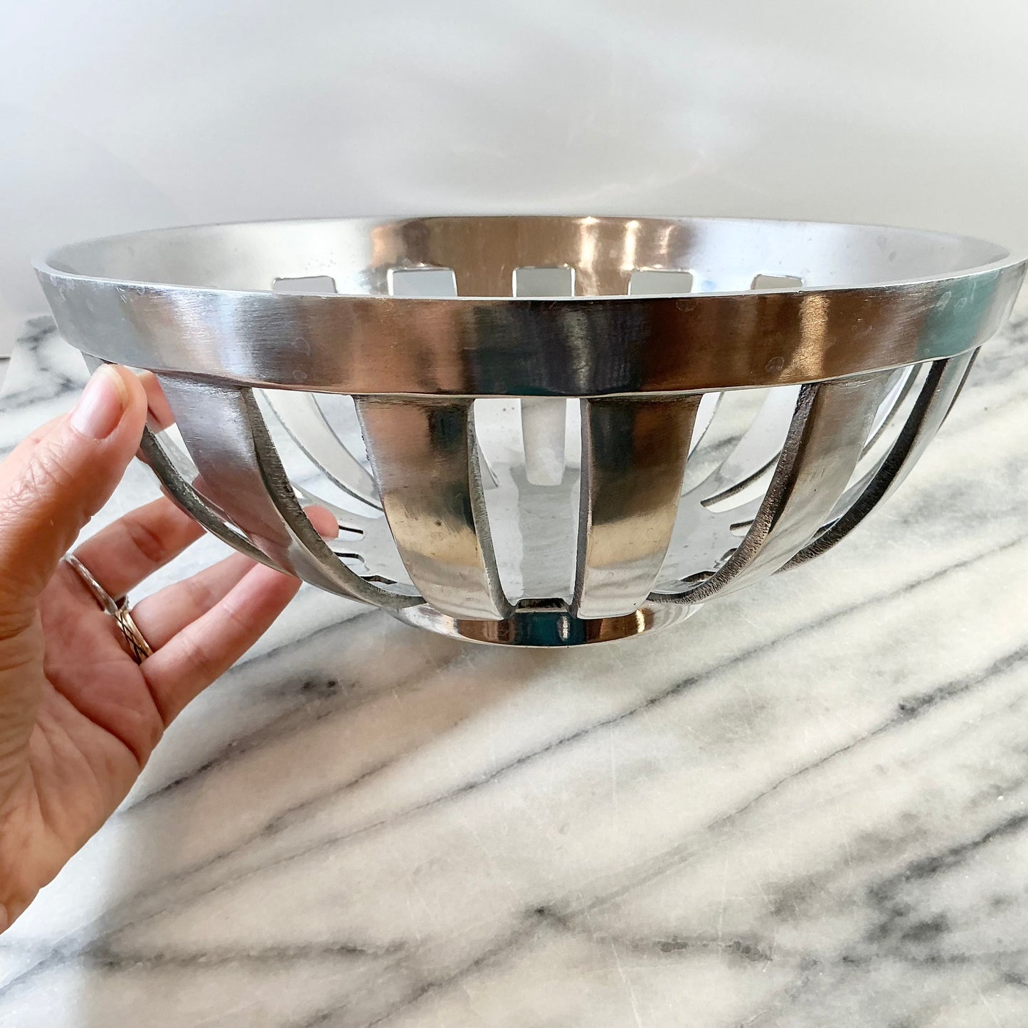 Vintage Sculptural Silver Fruit Bowl