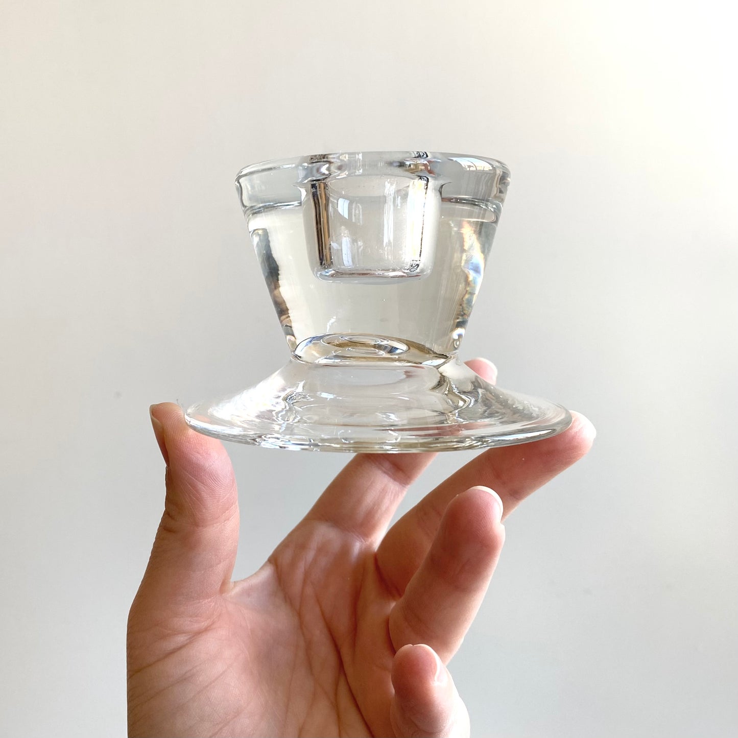 Pair of Vintage Mod Glass Candle Holders