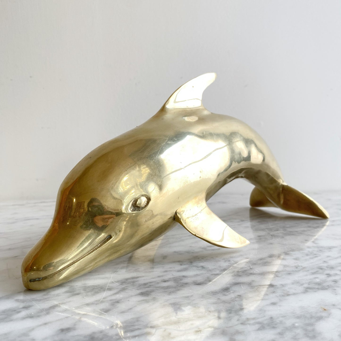 XL Vintage Brass Dolphin, 13"  (Nautical Collection)