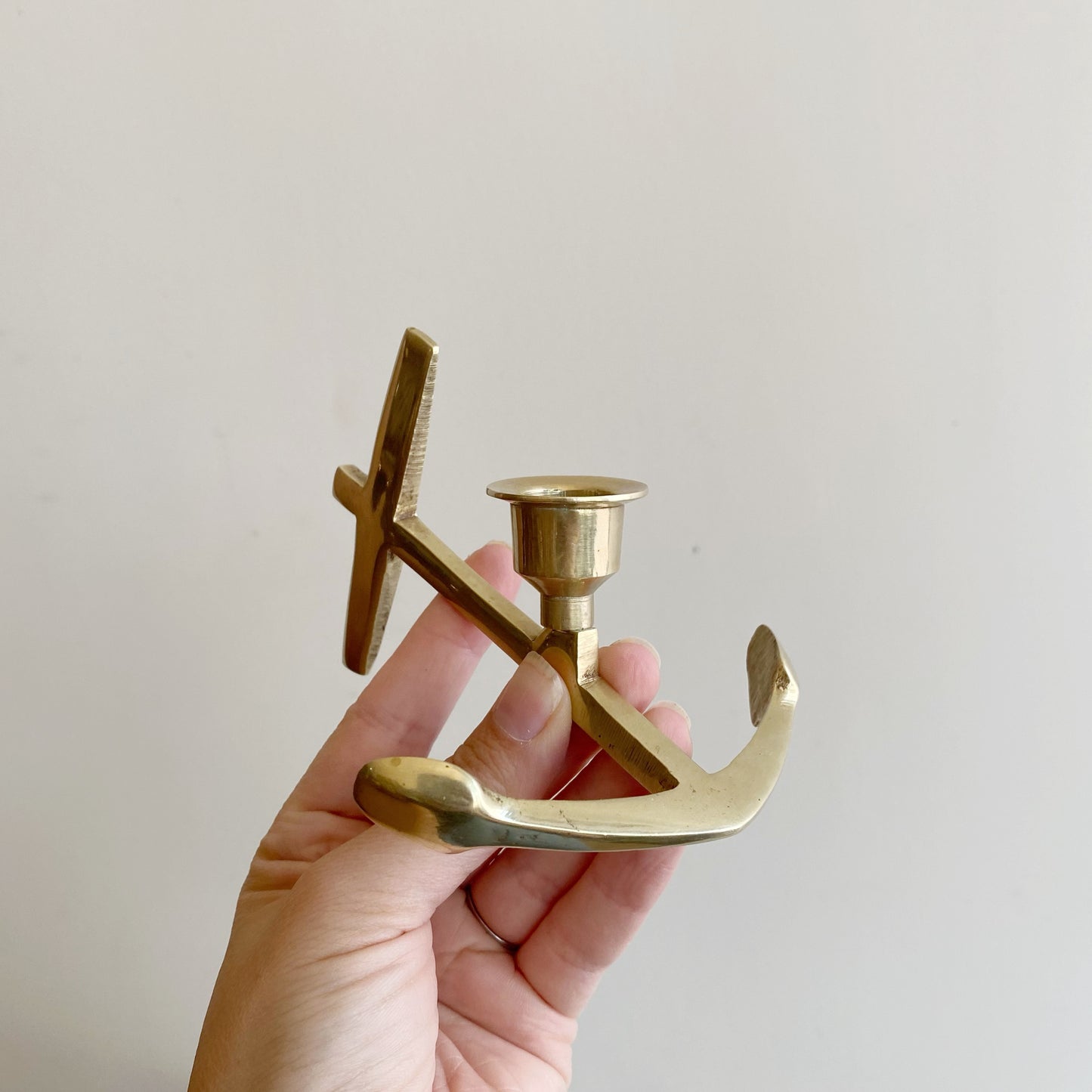 Pair of Vintage Brass Anchor Candle Holders (NAUTICAL COLLECTION)