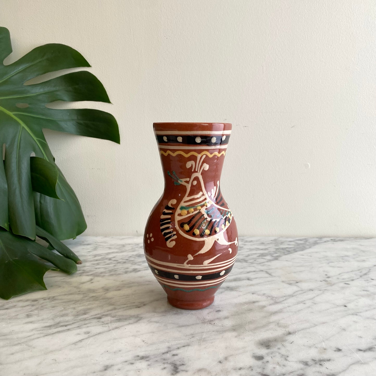 Vintage Hungarian Folk Art Pitcher, 8"