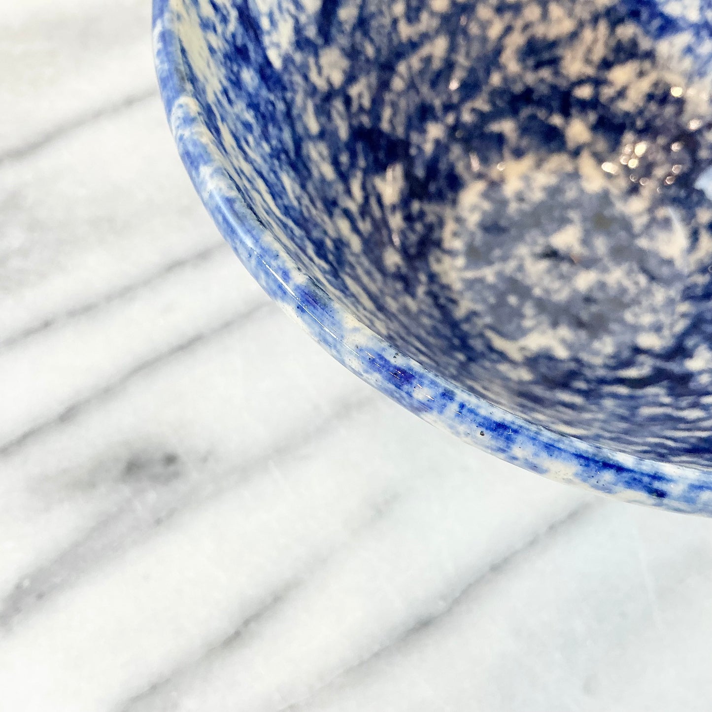 Vintage Blue Spongeware Bowl
