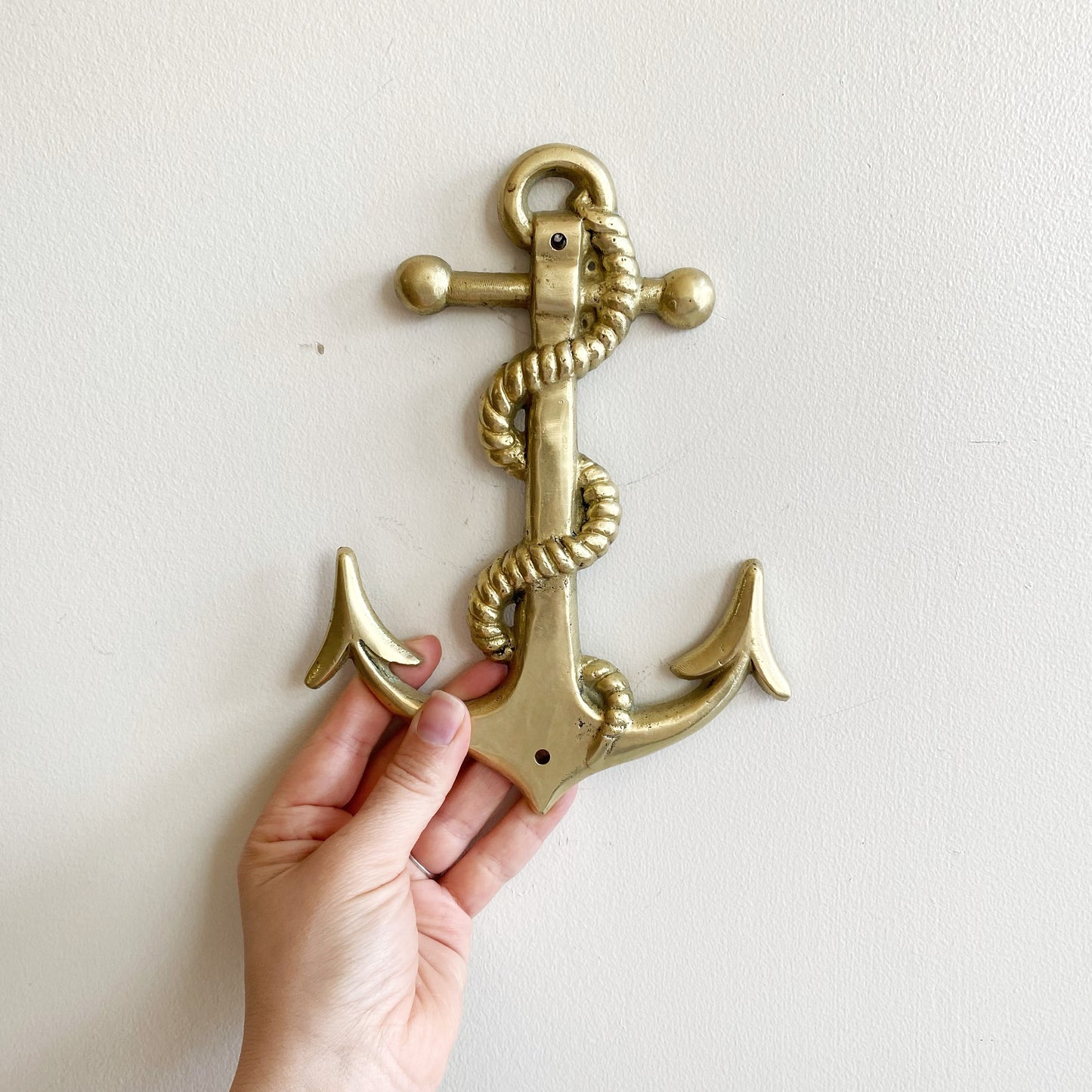 Vintage Brass Anchor Wall Decor, 8.5”