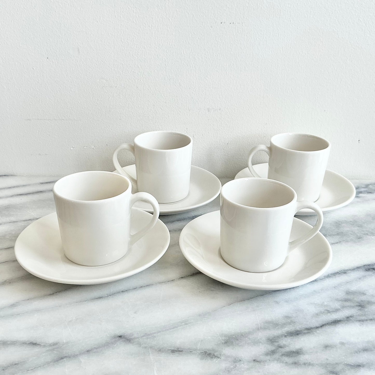 S/4 Vintage Porcelain Espresso Cups + Saucers