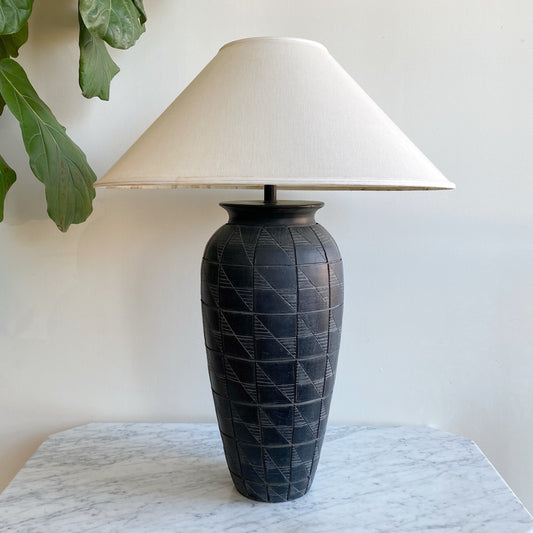 XL Vintage Black Ceramic Lamp With Shade