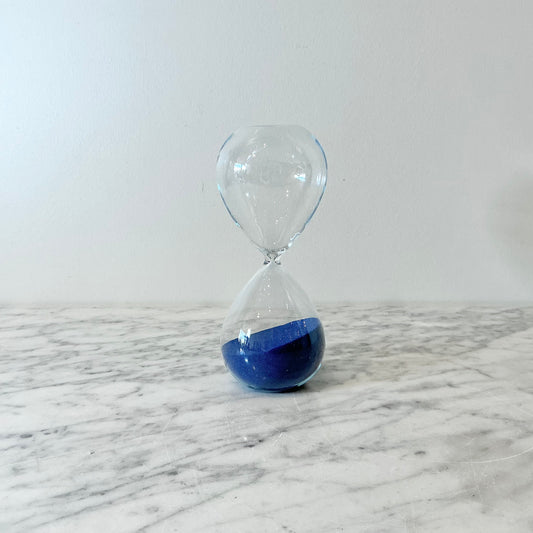 Found Glass Hourglass with Blue Sand