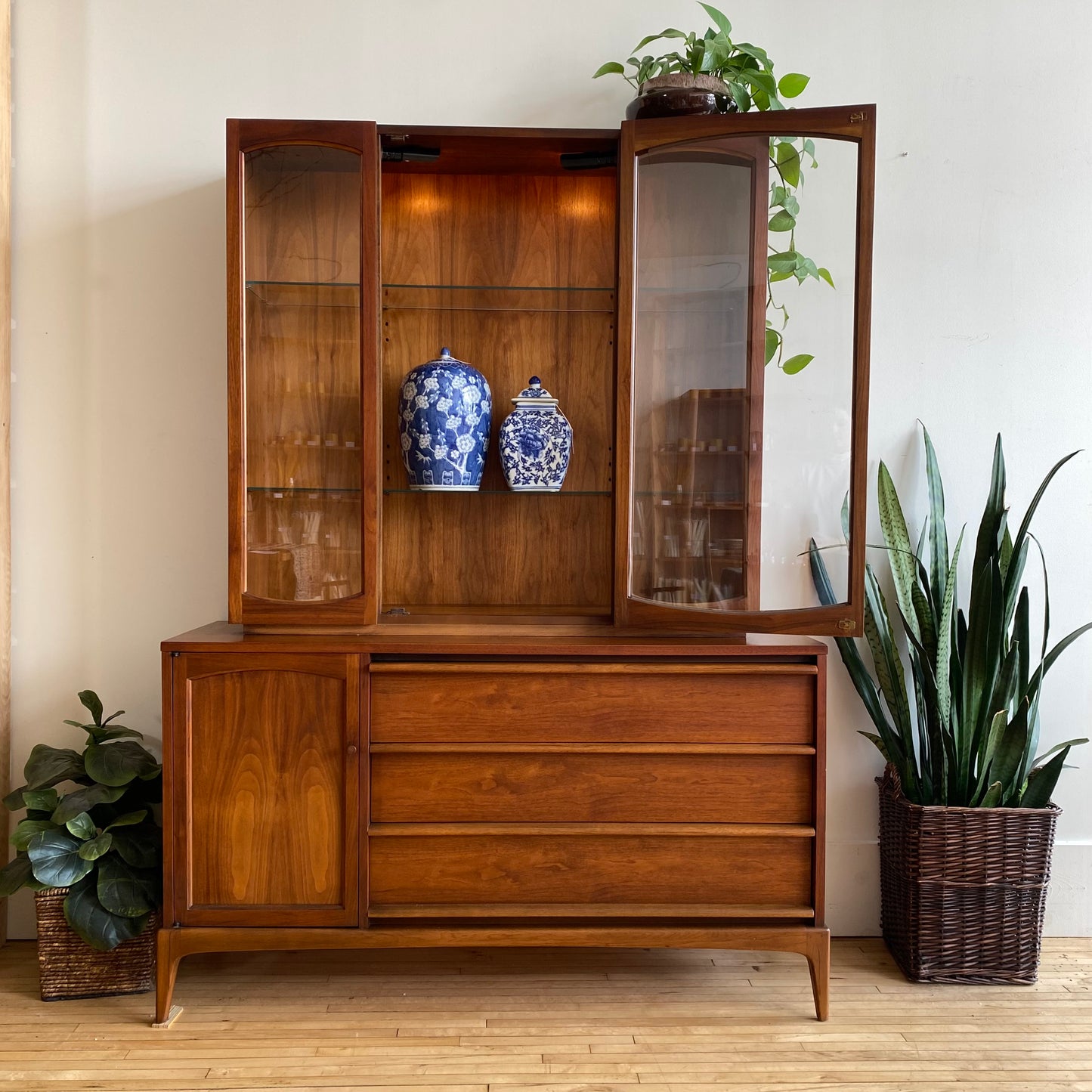 Vintage Walnut Hutch by Lane