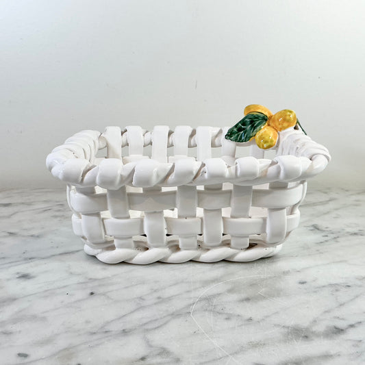 Vintage Woven Ceramic Lemon Basket