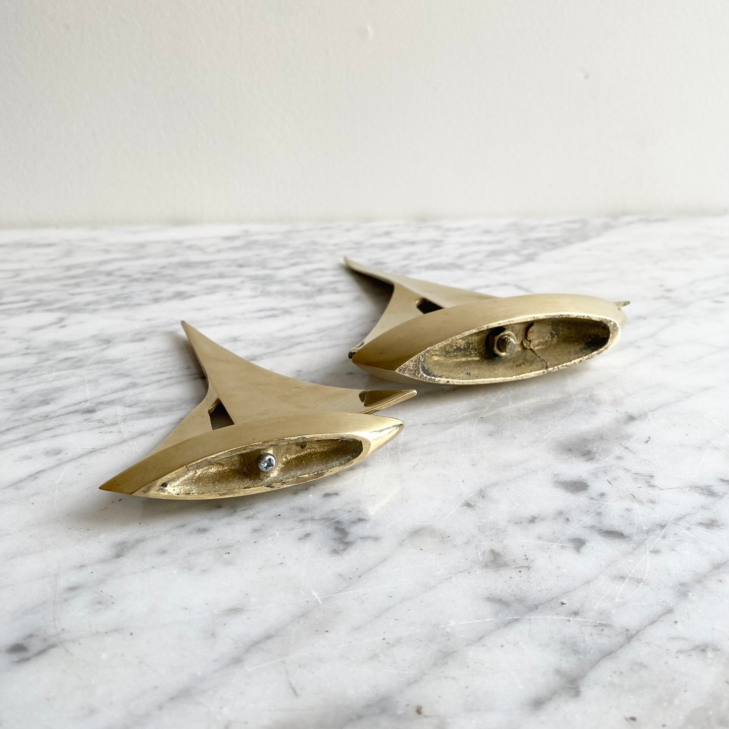 Pair of Vintage Brass Sailboats