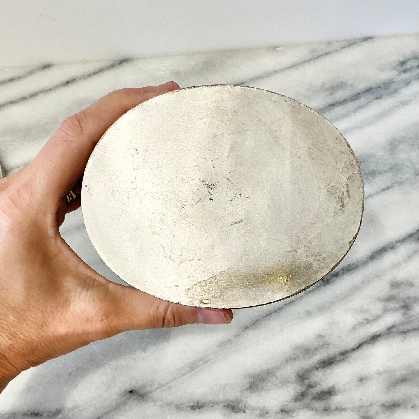 Vintage Handcrafted Silver Container with Lid