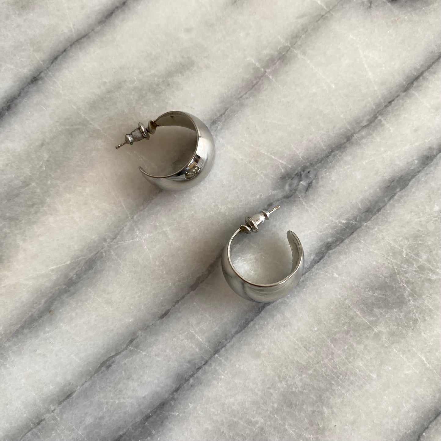 Vintage Silver Metal Hoops
